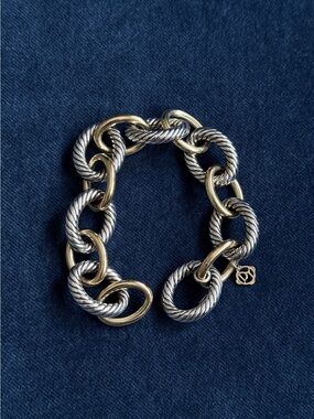 David Yurman 18K Yellow Gold & Silver Extra Large Oval Links Women’s Bracelet
